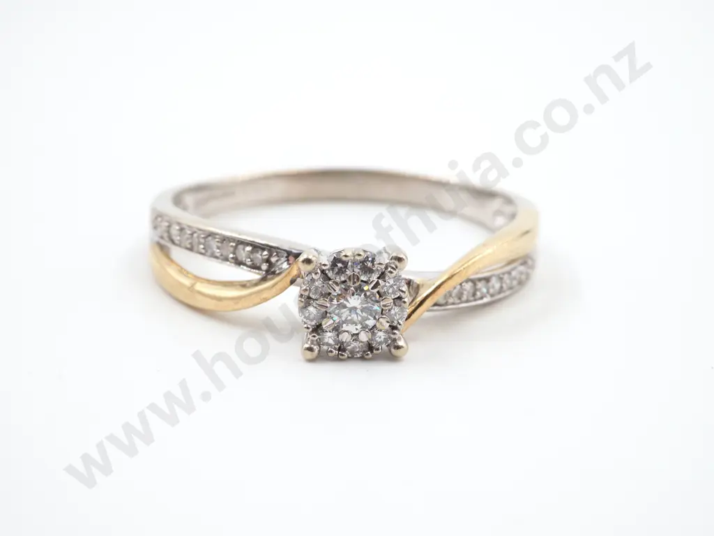 Decorative 10ct Gold White & Yellow Gold Diamond Ring by Michael Hill Image 1++