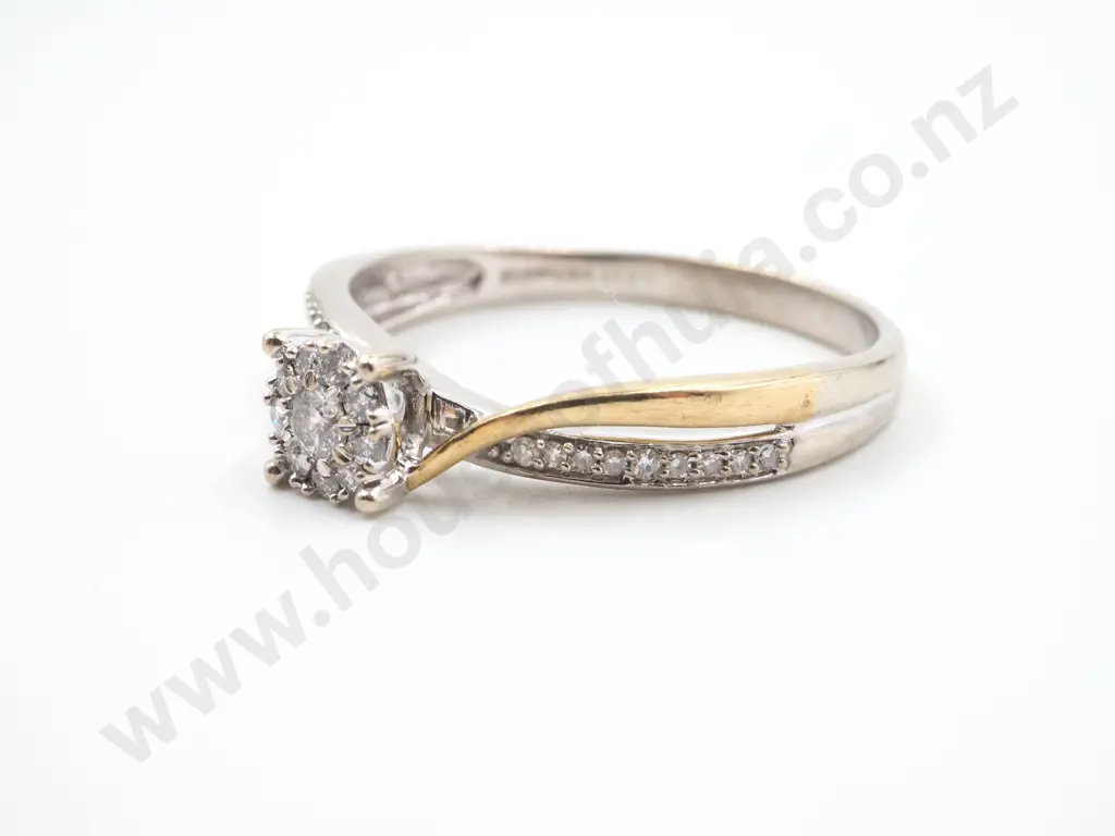 Decorative 10ct Gold White & Yellow Gold Diamond Ring by Michael Hill Image 1++