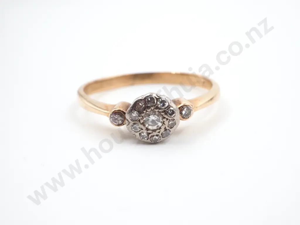 Antique 9ct Gold Diamond Ring Image 1++