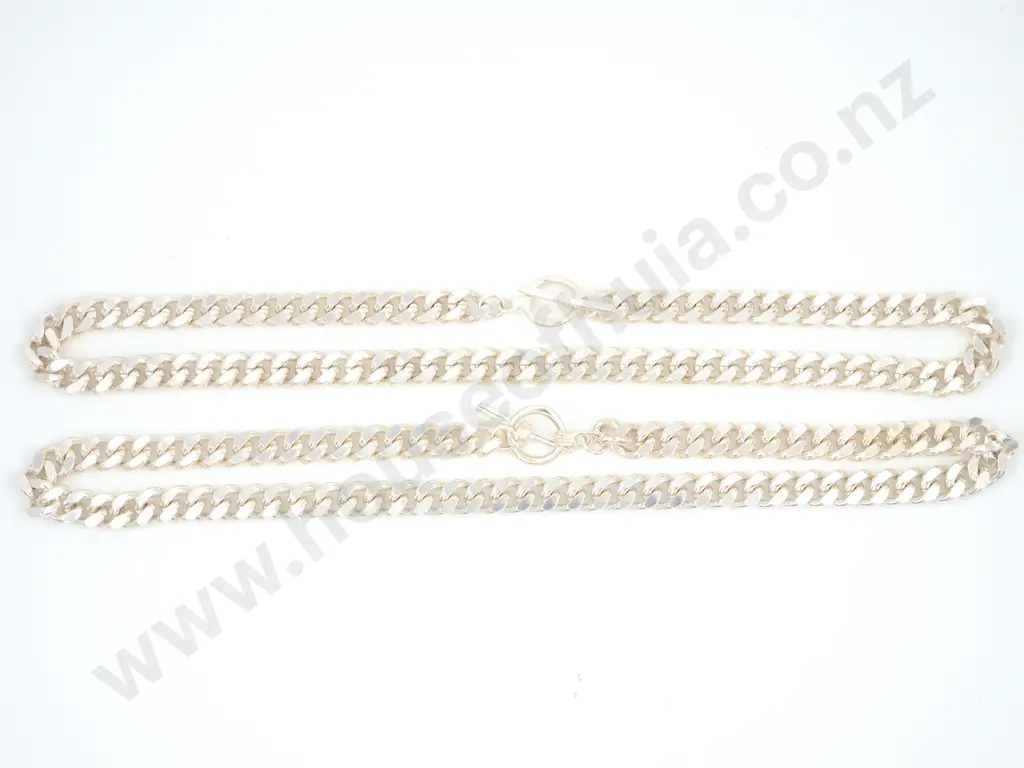 Two Heavy Sterling Silver Curb Link Necklaces Image 1++