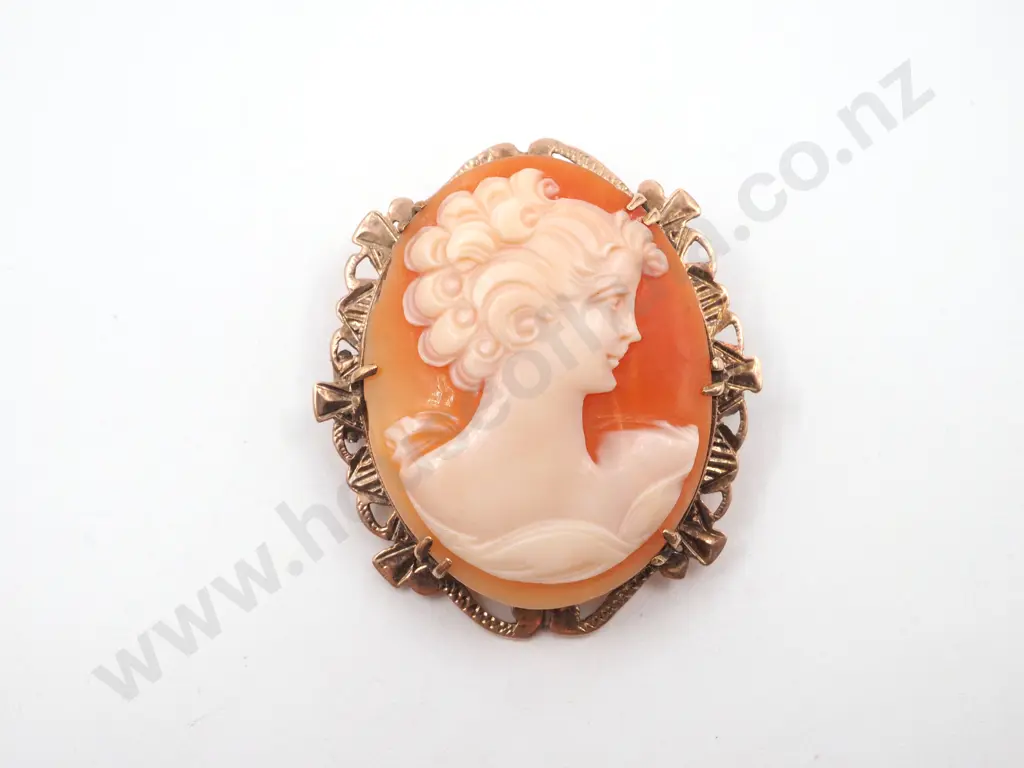 Vintage 9ct Gold Cameo Brooch Image 1++
