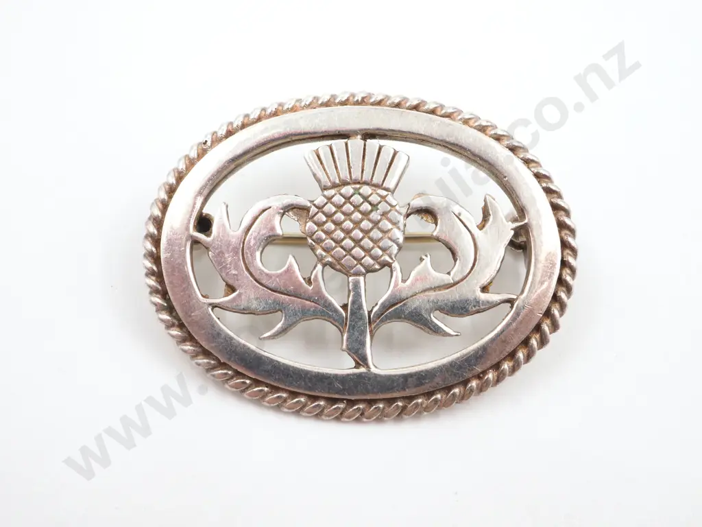 Sterling Silver Scottish Thistle Brooch Image 1++