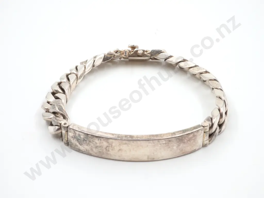 Mexican Sterling Silver Identity Tag Bracelet Image 1++