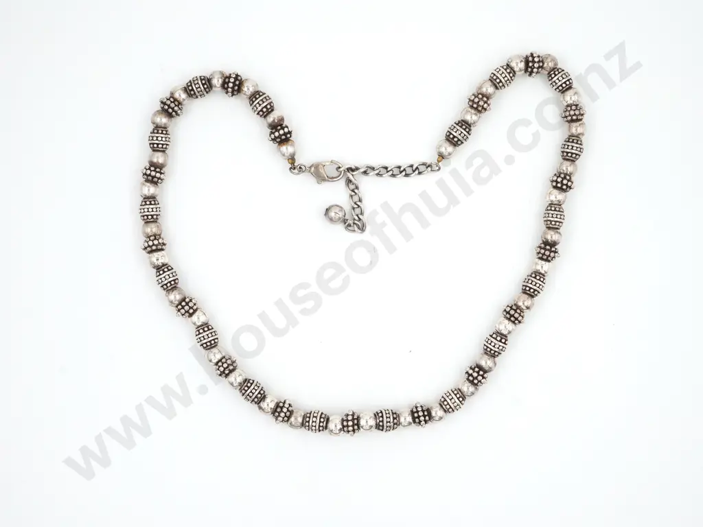 Sterling Silver Beads on Wire Necklace Image 1++