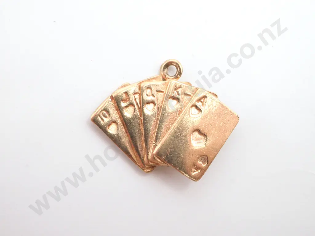 9ct Gold Straight Flush Playing Cards Charm Image 1++