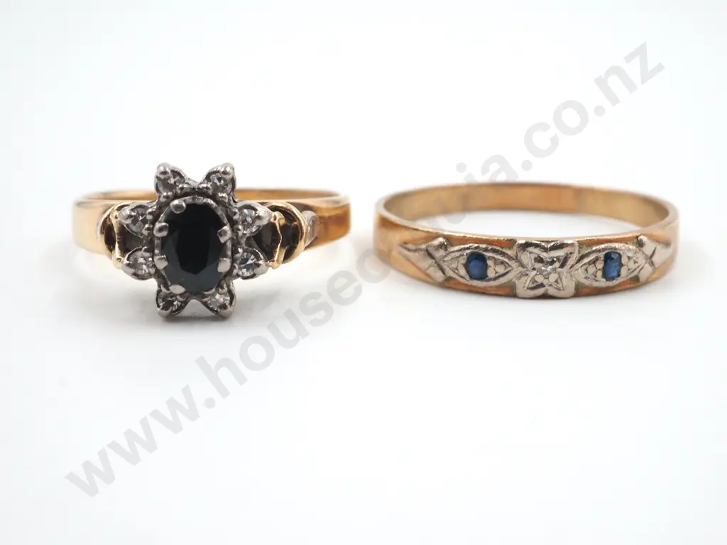 Two 9ct Gold & Saphire Ring Image 1++