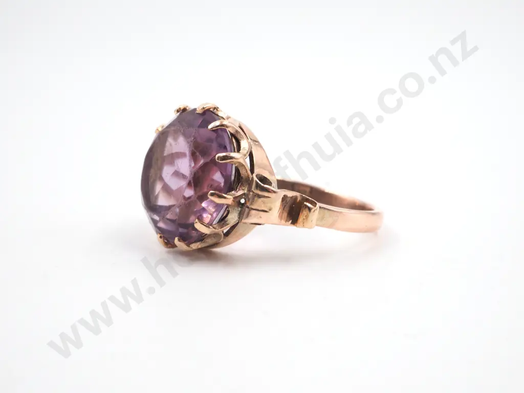 Antique 9ct Gold Amethyst Ring Image 1++