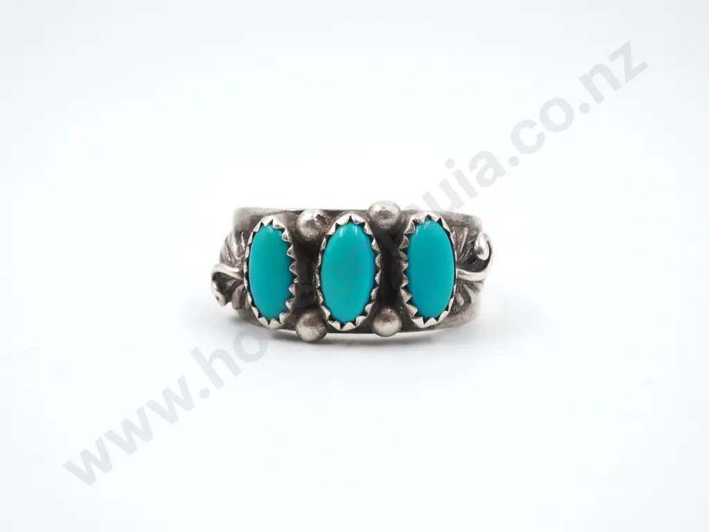 Sterling Silver & Turquoise Ring by Navajo Maker Tom Taylor Image 1++