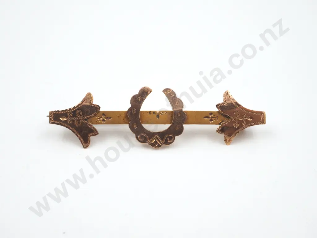Antique 9ct Gold Horseshoe Brooch w British Hallmarks Image 1++