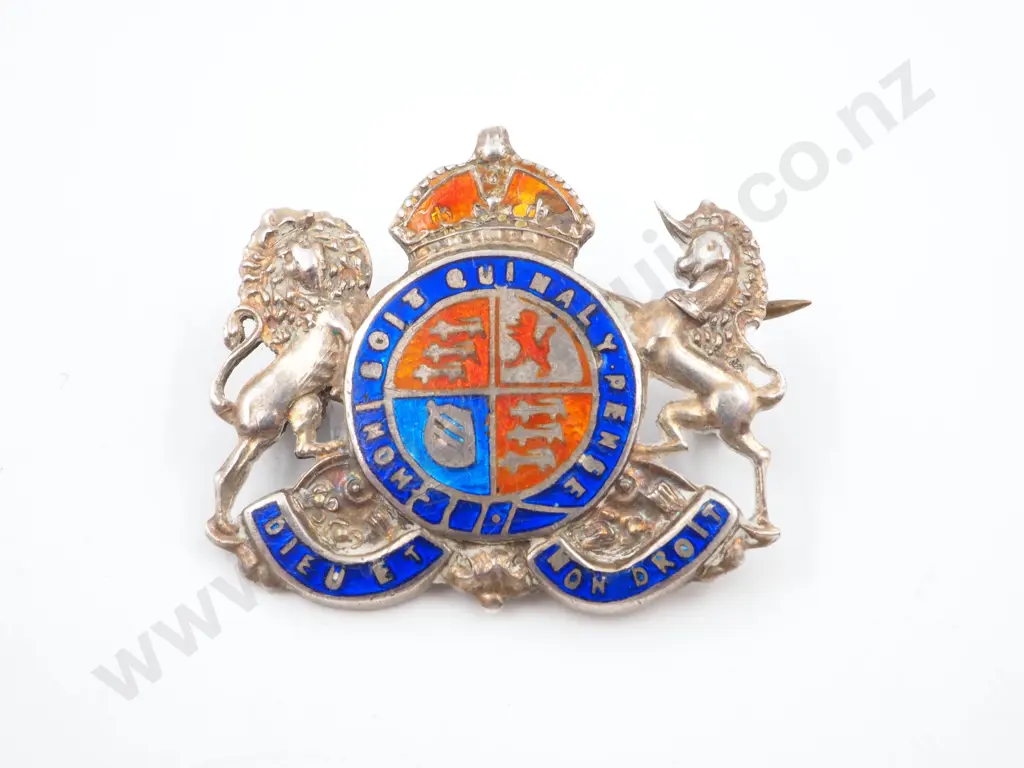 Vintage British Crest Silver & Enamel Badge Image 1++