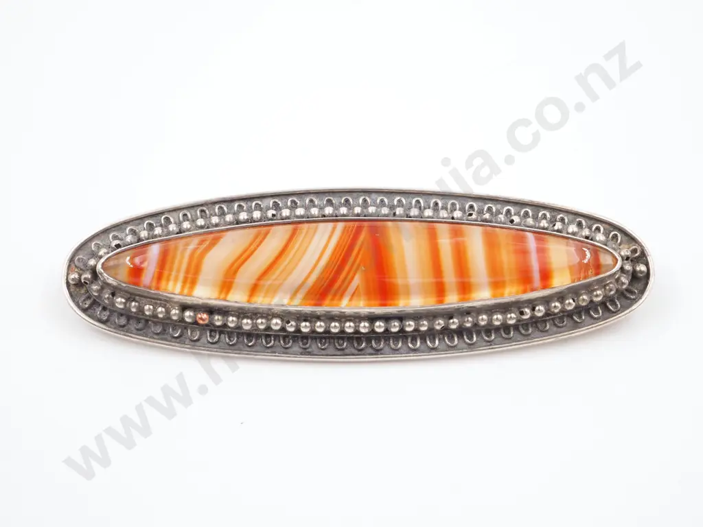 935 Handmade Banded Agate Brooch 67mm by Handerbelt Image 1++