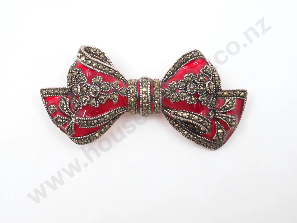 Sterling Silver Marcasite Brooch Image 1++