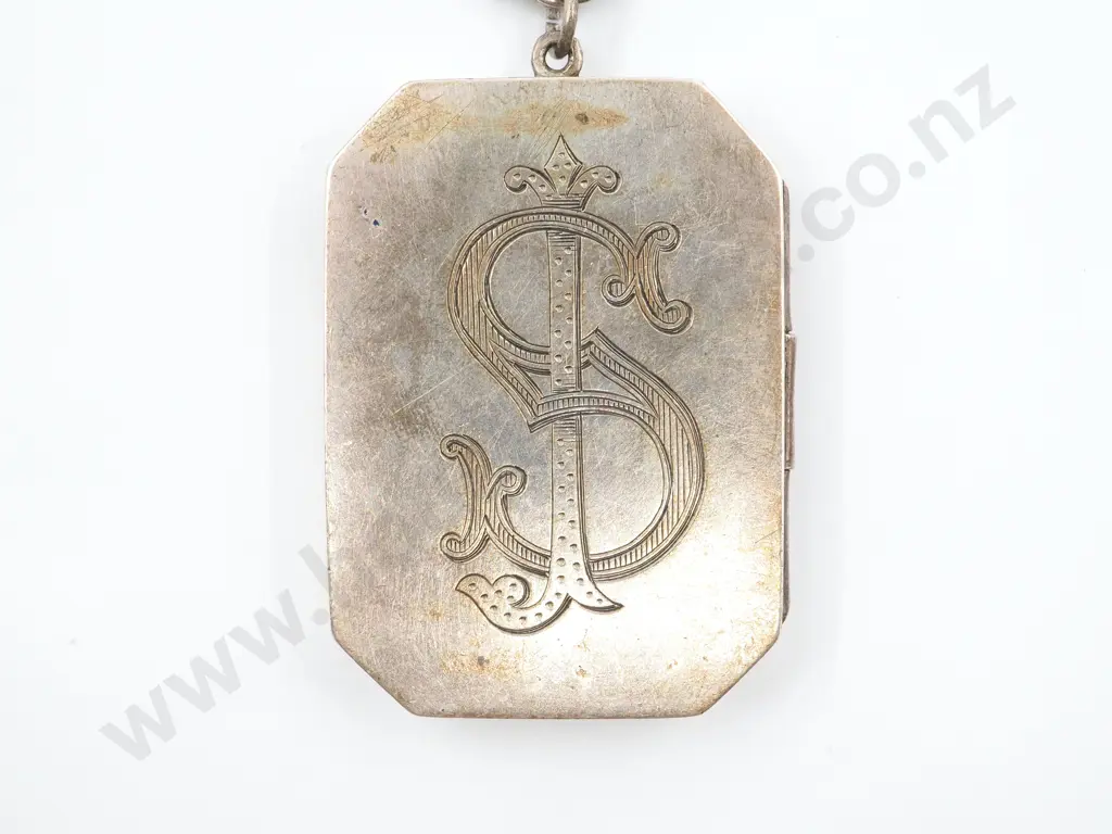 Heavy Victorian Sterling Silver Locket & Chain: C.1880 Image 1++