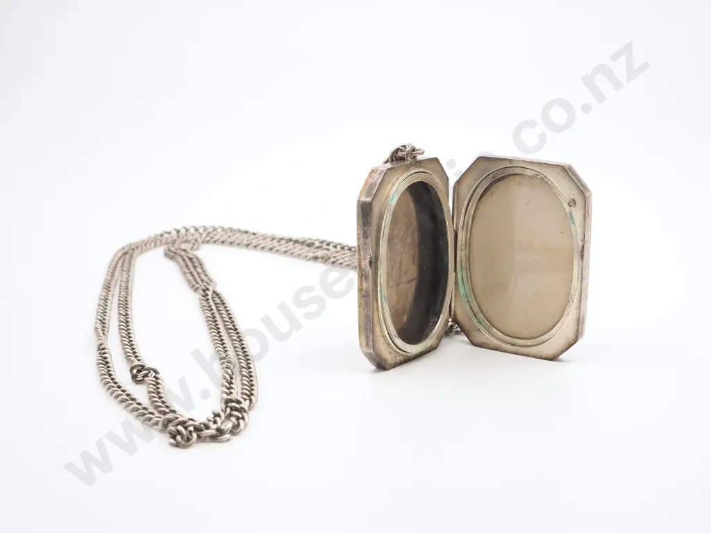 Heavy Victorian Sterling Silver Locket & Chain: C.1880 Image 1++