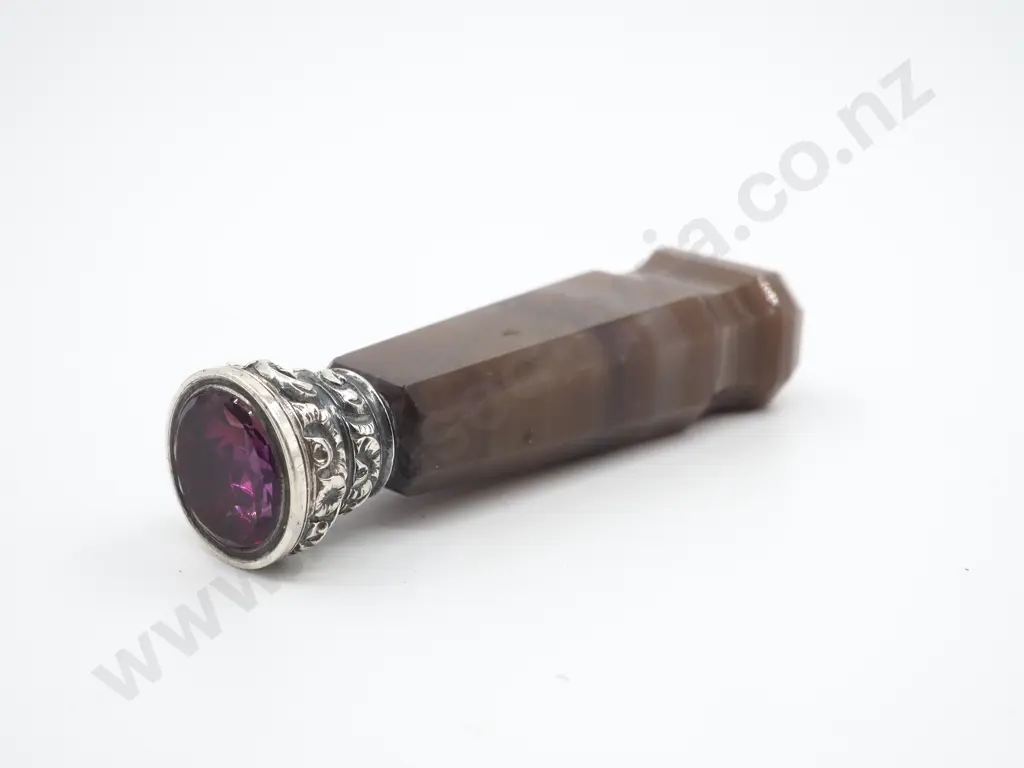 Antique Agate, Sterling Silver & Amethyst Seal Image 1++