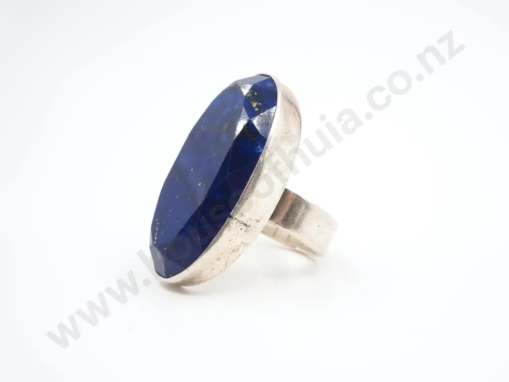 Large Sterling Silver Lapis Ring Image 1++