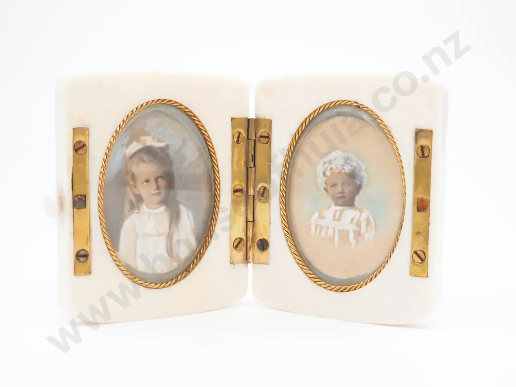 Exceptional Antique Ivory Double Photo Display Image 1++