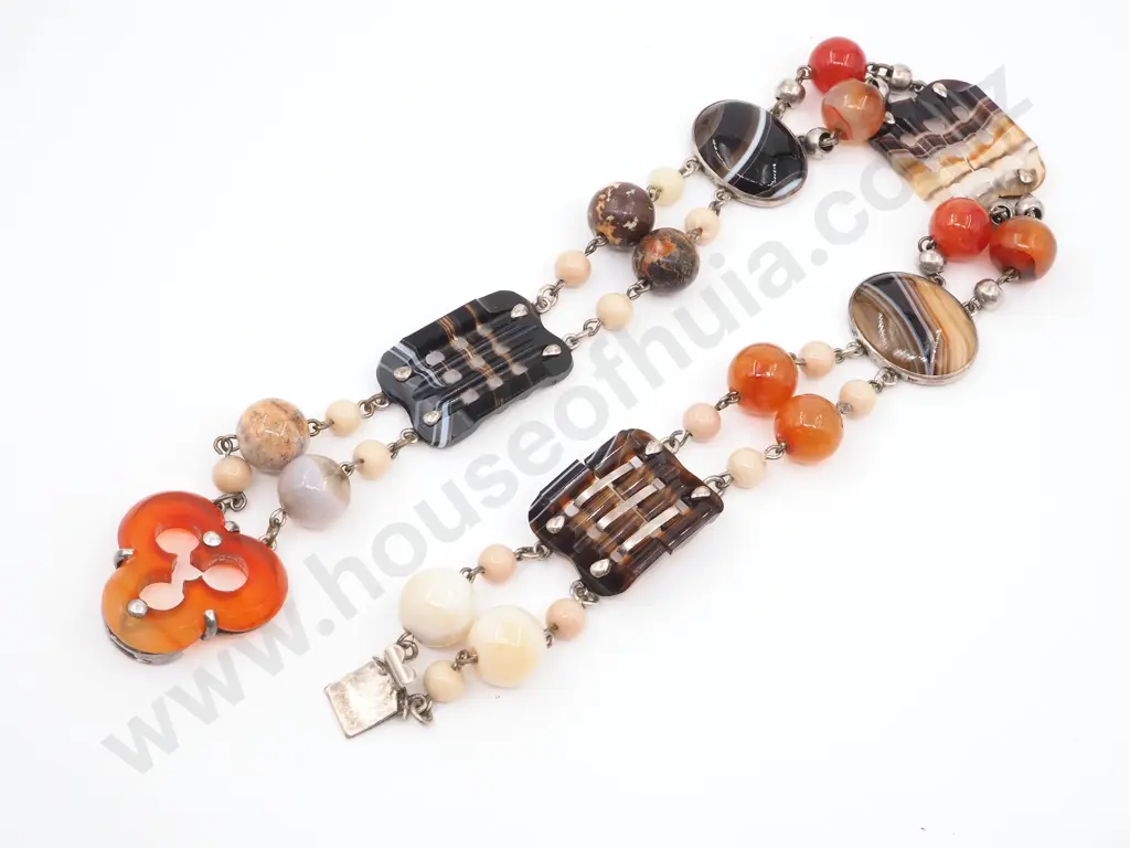 Antique Scottish Choker in Silver w Agate & Stone Embellishments Image 1++