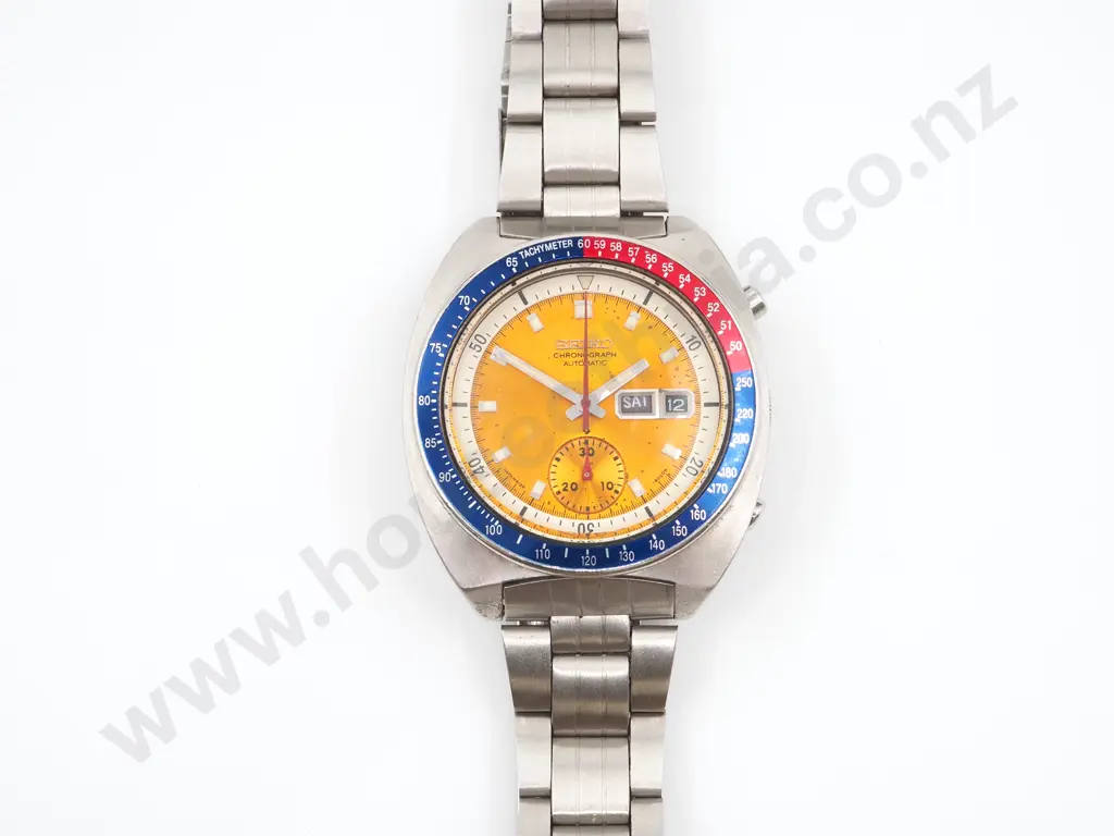 Seiko Pogue Pesi Chronograph Automatic w Gold Dial Wrist Watch Image 1++