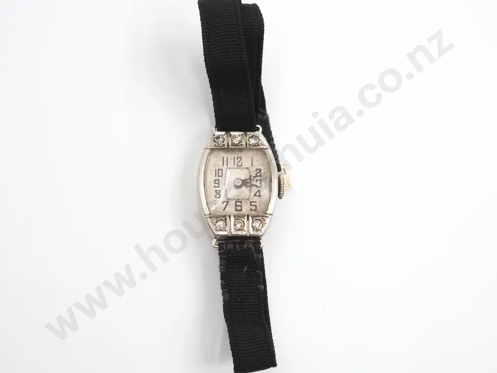 Vintage 18ct White Gold & Diamonds Ladies Cocktail Wristwatch Image 1++