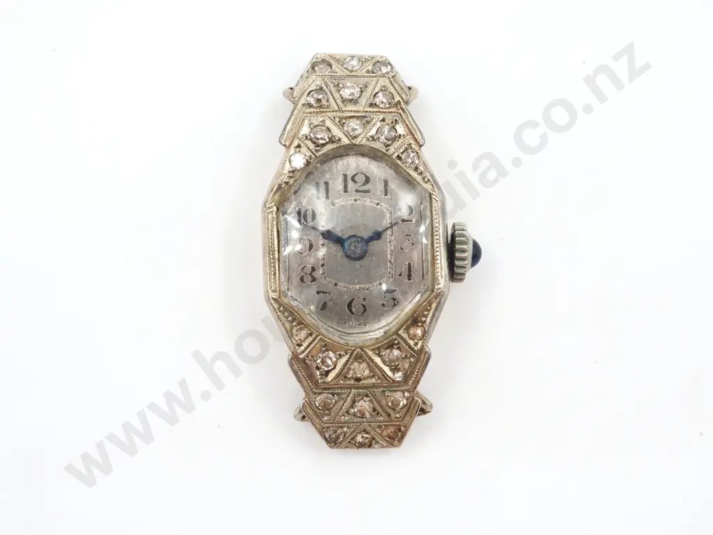Vintage 18ct White Gold & Diamonds Ladies Cocktail Wristwatch Image 1++
