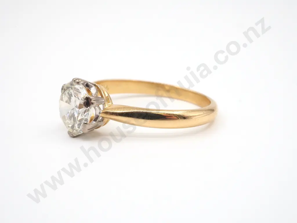 18ct Gold Solitaire 1.19ct Diamond Ring: Valued at $15,300.00 Image 1++
