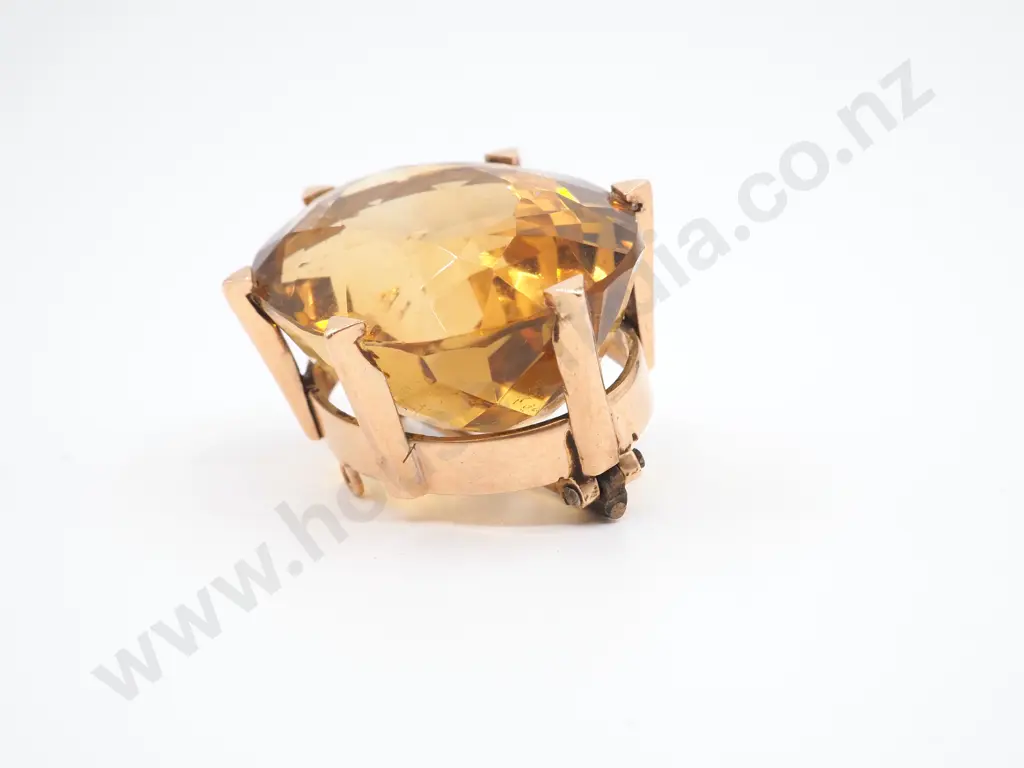 15ct Gold Large Citrine Brooch Image 1++