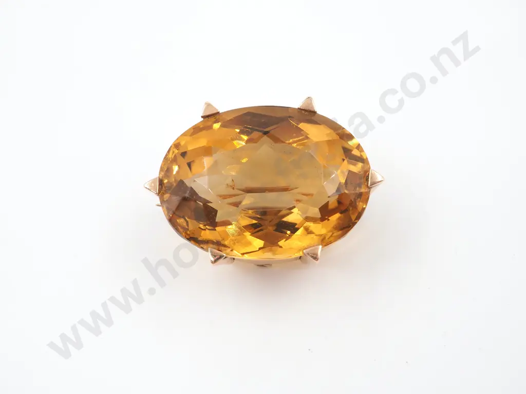 15ct Gold Large Citrine Brooch Image 1++