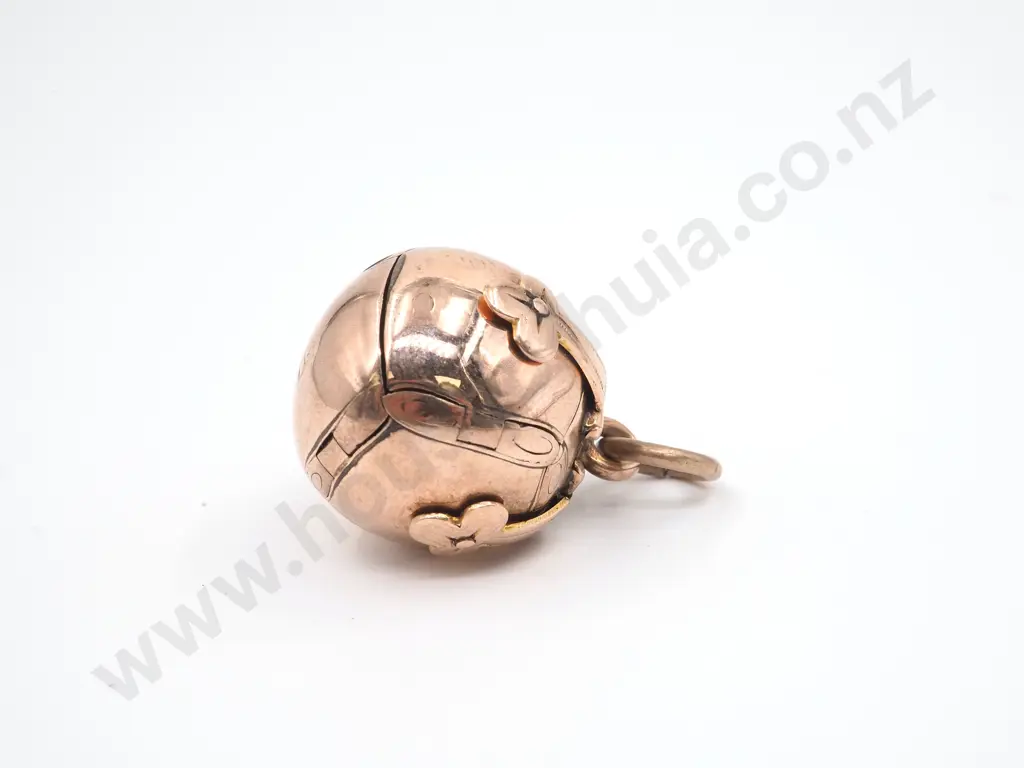 Antique 9ct Rose Gold & Silver Masonic Ball Pendant Image 1++