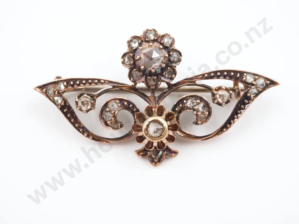Antique Diamond & 15ct Gold Brooch Image 1++