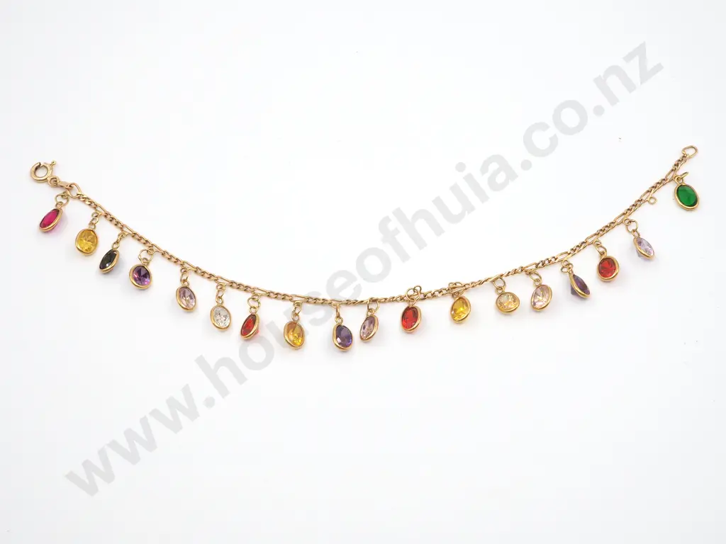 18ct Gold Colourful Gemstone Bracelet Image 1++