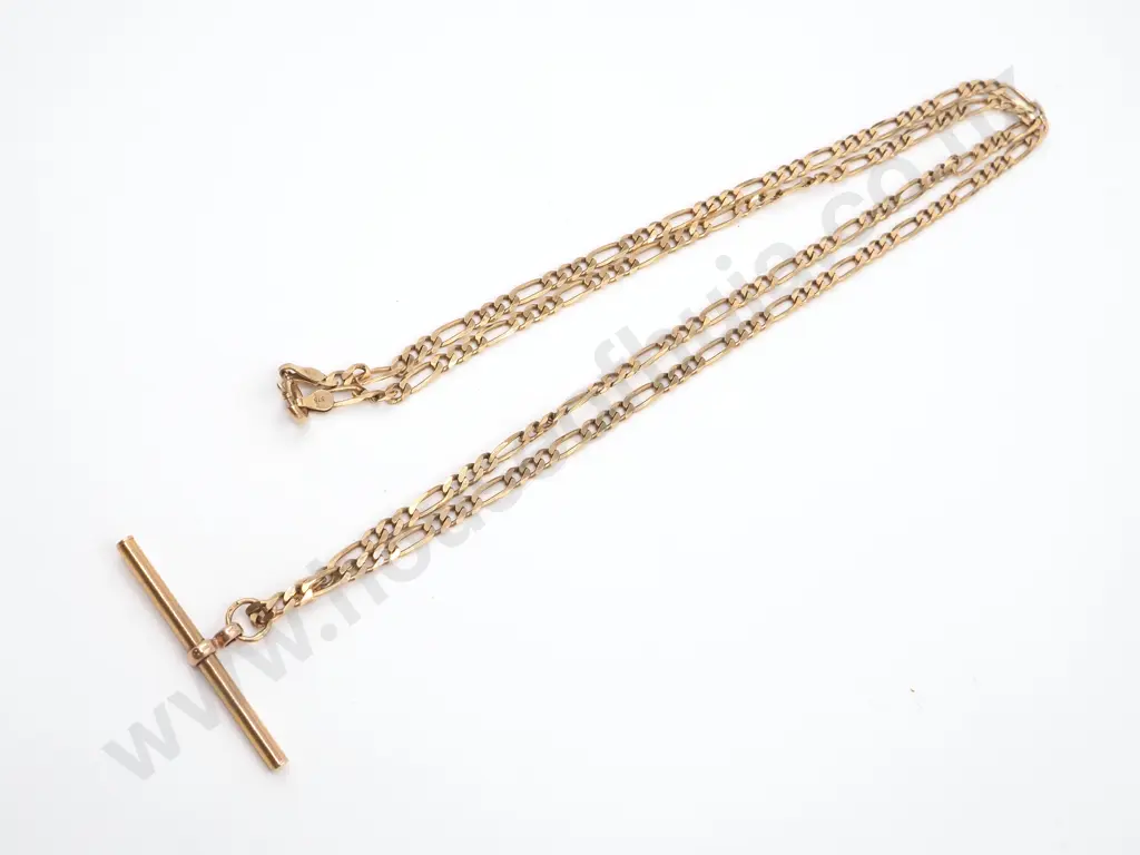 9ct Gold Figaro Chain w T Bar Image 1++