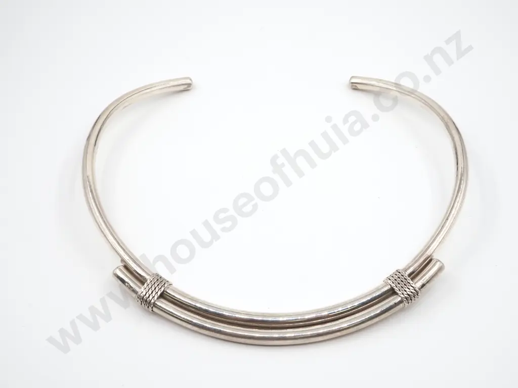 Sterling Silver Collar w Rope Link Details Image 1++
