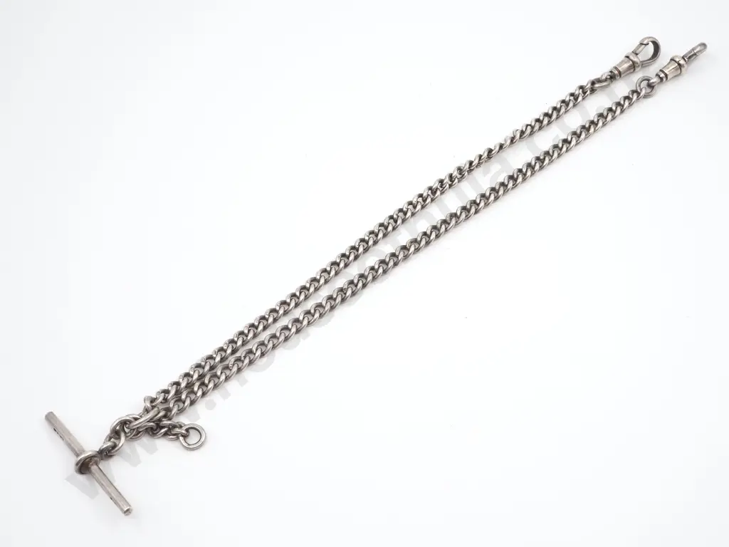 Vintage Sterling Silver Double Albert Chain Hallmarked Every Link Image 1++