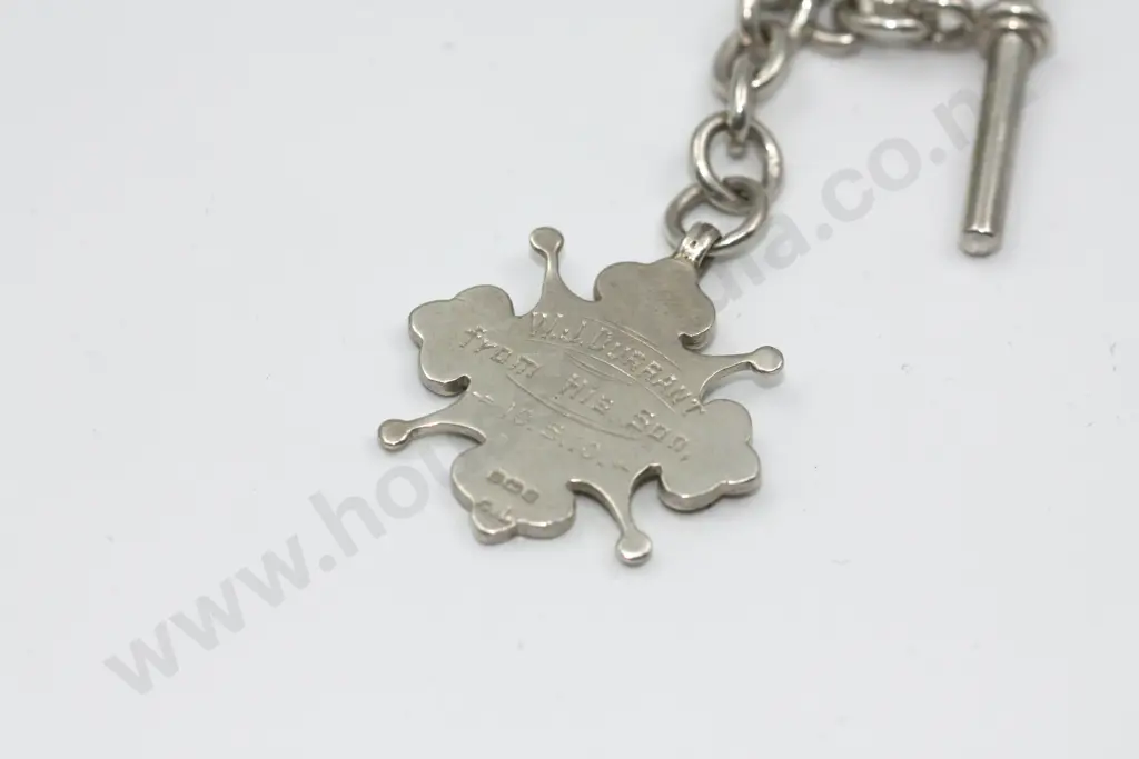 Sterling Silver Fob Chain with 9ct Gold Mounted Award Fob Image 1++