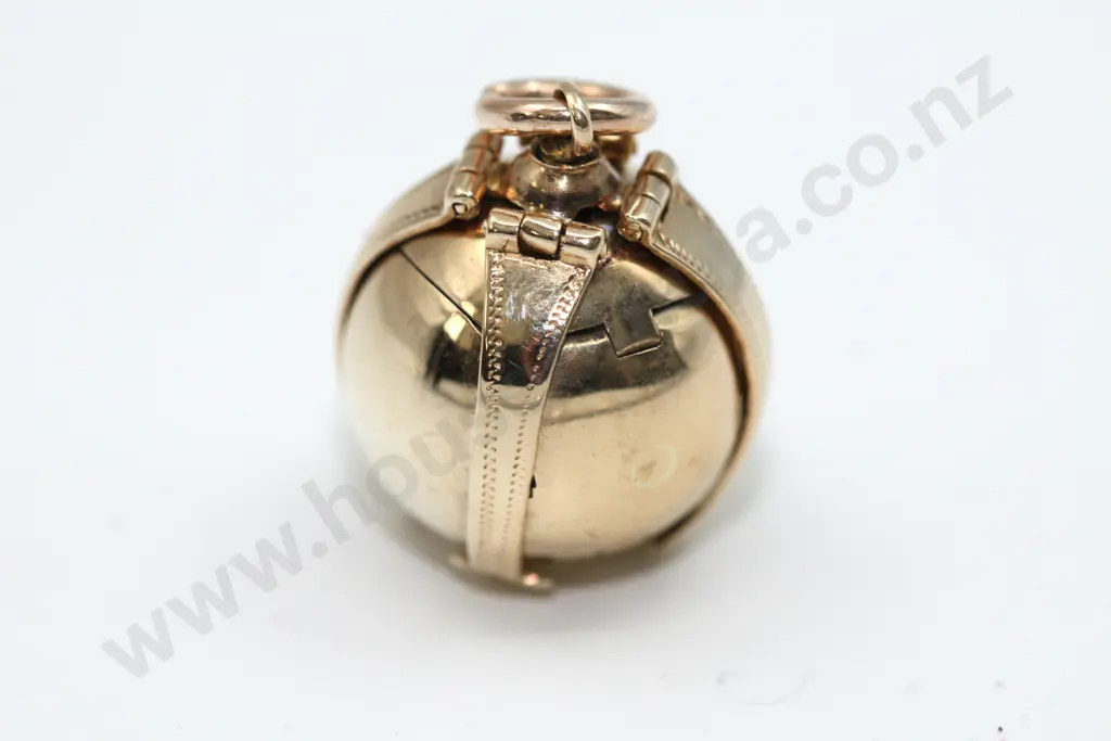 Antique 9ct Gold & Silver Masonic Ball Pendant Image 1++