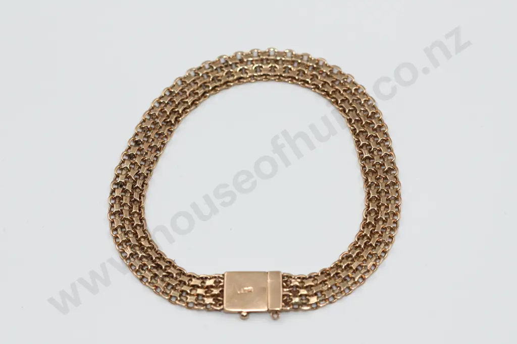Articulated 9ct Gold Bracelet with 5 Gold Chain Bands Image 1++