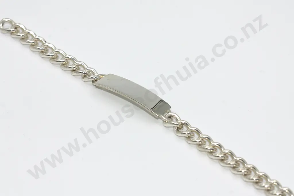 Sterling Silver Curb Bracelet with Inscription Tag Image 1++