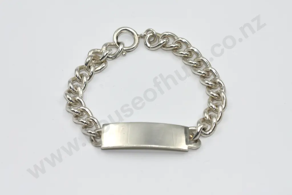 Sterling Silver Curb Bracelet with Inscription Tag Image 1++