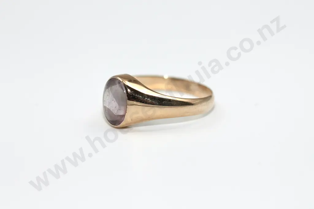 Antique Bezel Set 18ct Gold Amethyst Ring Image 1++