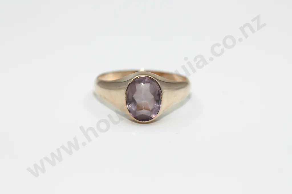 Antique Bezel Set 18ct Gold Amethyst Ring Image 1++