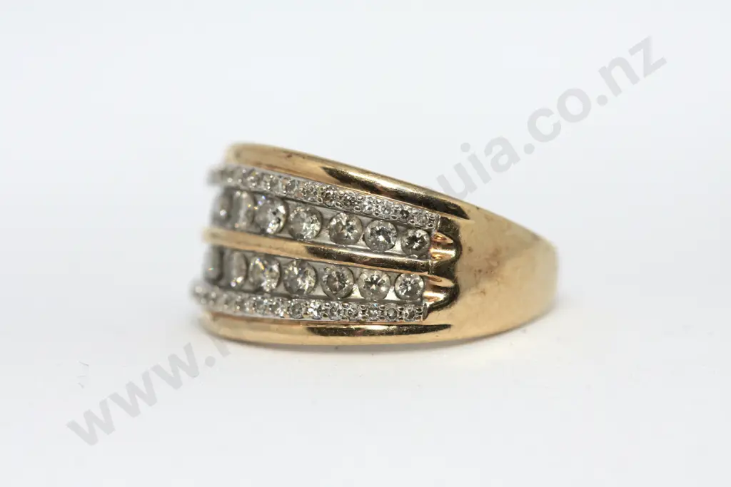 Double Bridge Diamond Pave 10ct Gold Michael Hill Ring Image 1++