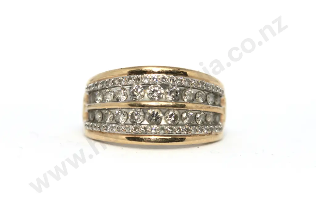 Double Bridge Diamond Pave 10ct Gold Michael Hill Ring Image 1++