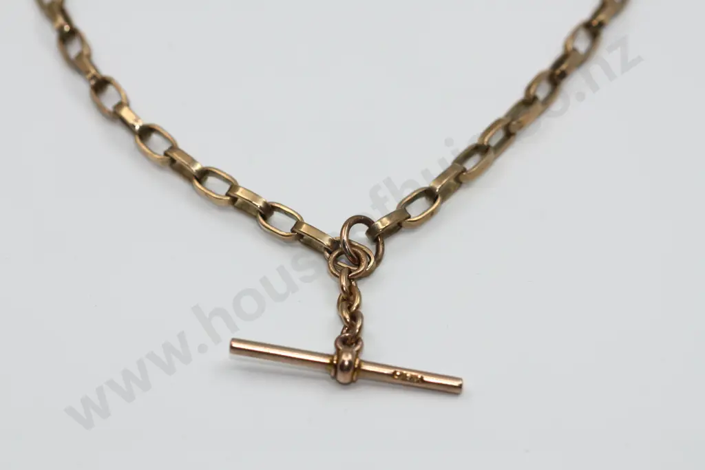 Antique Rounded Link 9ct Gold Fob Chain Image 1++