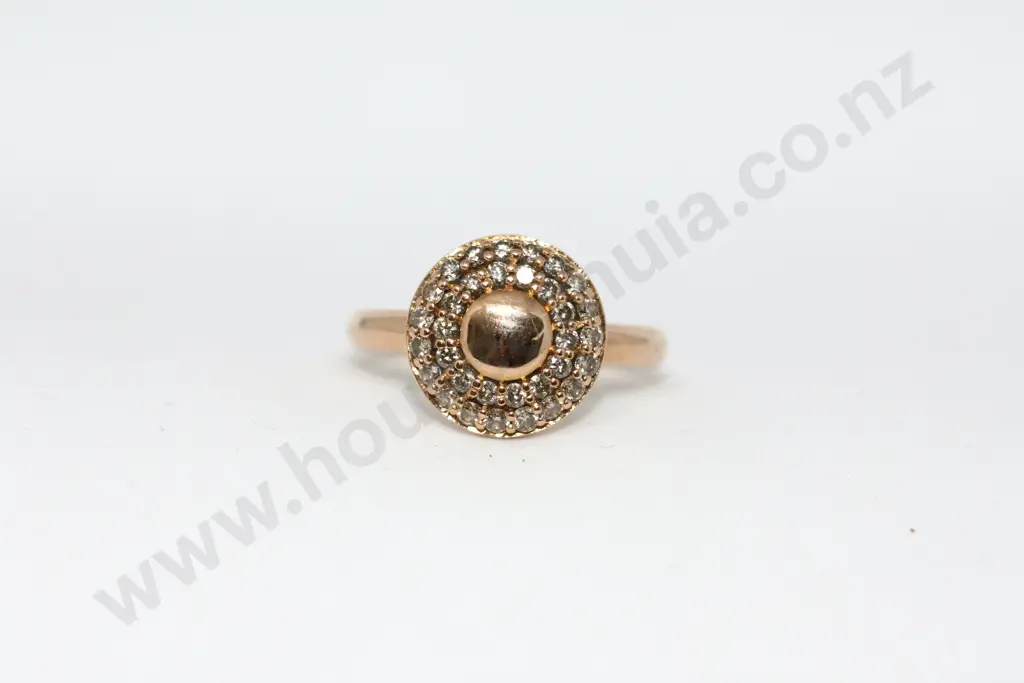 Styalised Circle Diamond 18ct Rose Gold Ring Image 1++