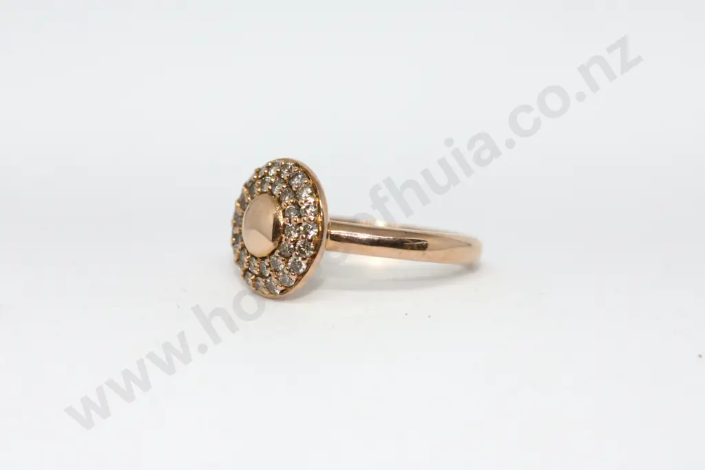 Styalised Circle Diamond 18ct Rose Gold Ring Image 1++
