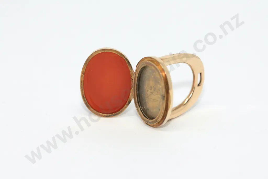 Horse Stirrup Pendant with Carnelian Hinged Bottom in 9ct Rose Gold Image 1++