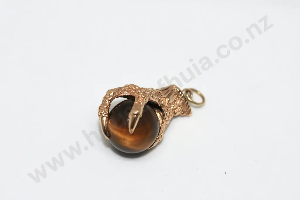 Tigers Eye in Eagle Claw Pendant Set in 9ct Rose Gold Image 1++