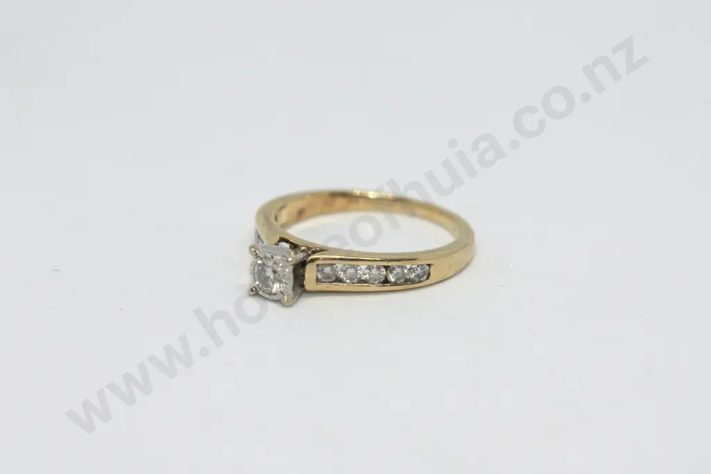 Gold Diamond Ring with Diamond Shoulders in 14ct Yellow Gold Image 1++