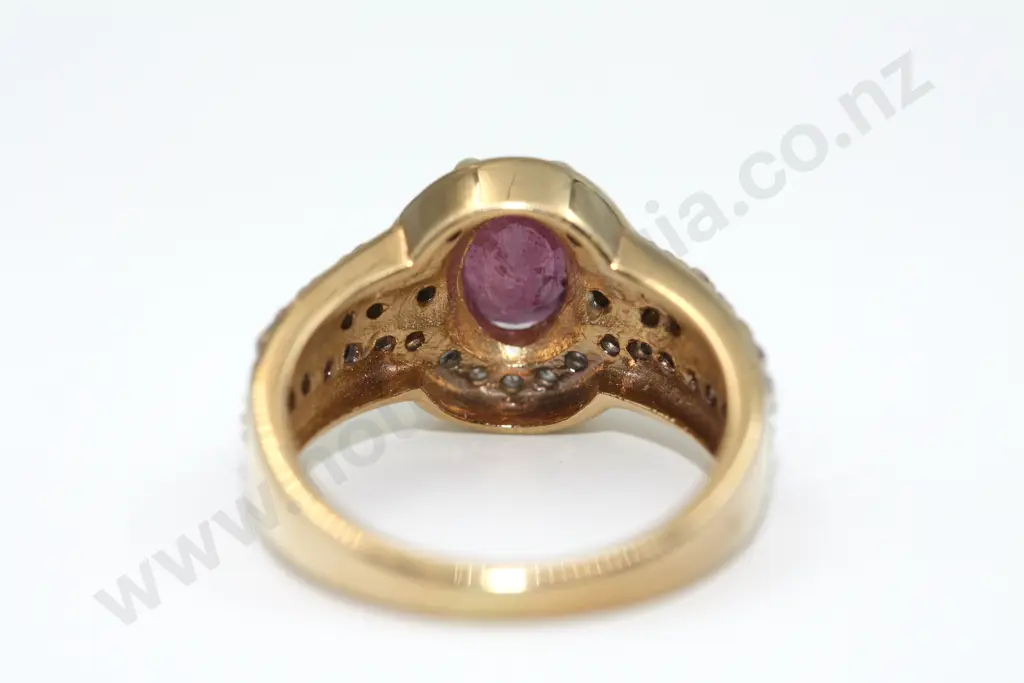 Ruby & Diamond 14ct Gold Ring Image 1++